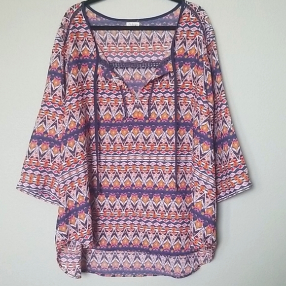 Antilia femme Boho Office Casual 3X Peasant Popover Style Blouse - Picture 1 of 11